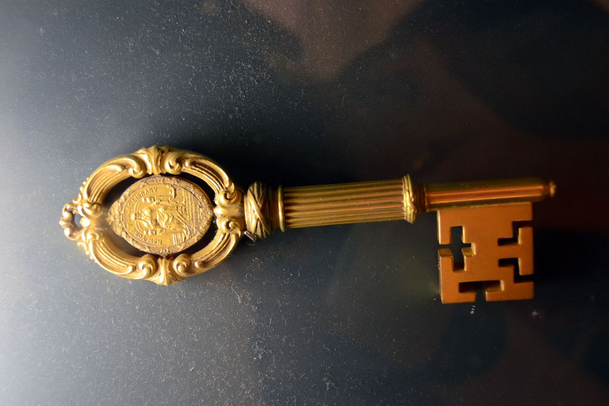 11-4 Bronze Ceremonial Key 1911 With Library Seal Minerva Holding A Book by Victor David Brennerl New York City Public Library Main Branch